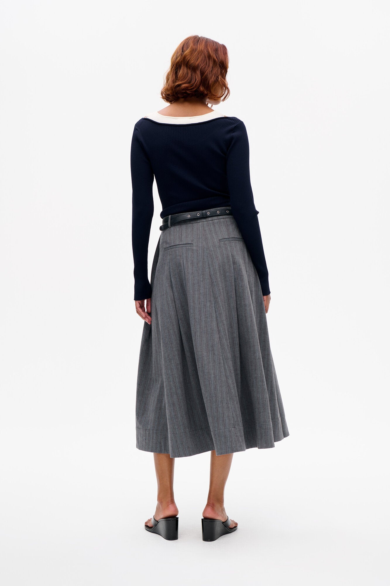 Sabrinna nederdel - Grey Stripes